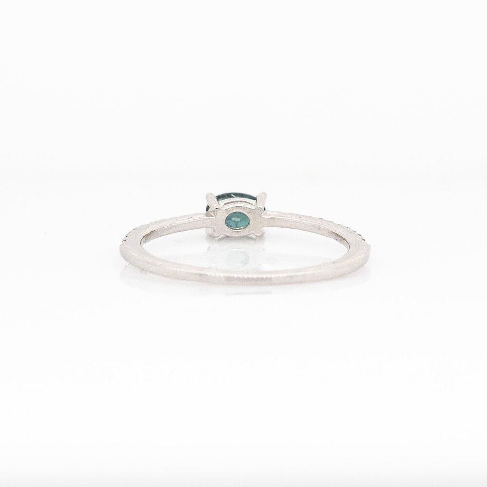 Natural Alexandrite Ring in Solid 14K White Gold with Diamond Accents - Picture 8 of 9